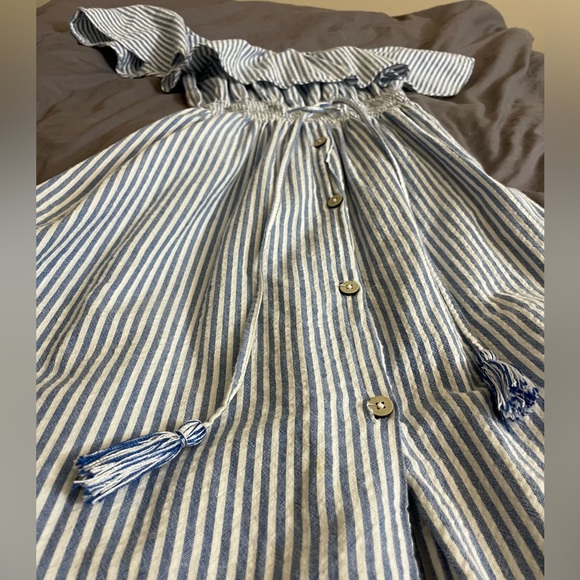 ***SOLD*** Off the Shoulder Striped Blue Dress - Picture 3 of 9
